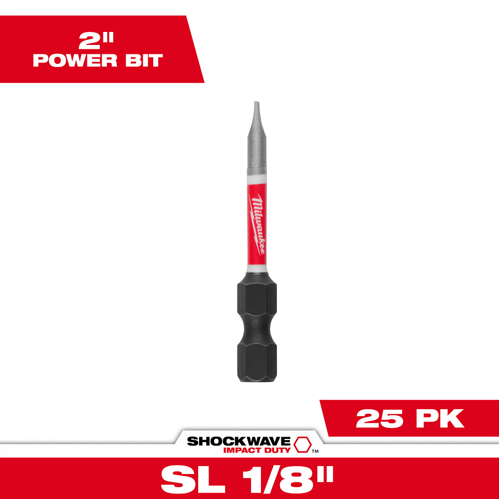 Product image for Milwaukee 48-32-4756 SHOCKWAVE™ 2" Impact Slotted 1/8" Power Bits (25 Pack)