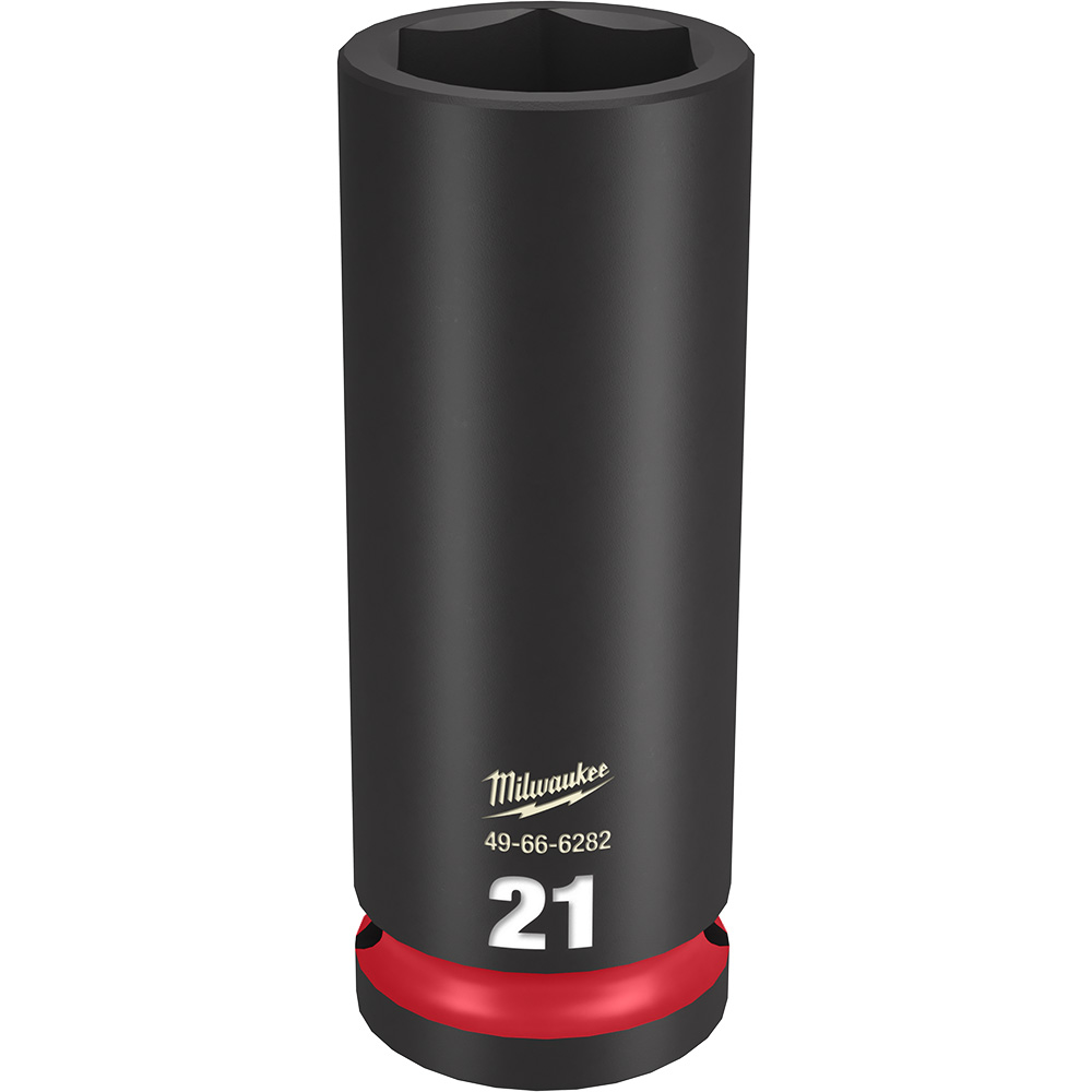 Product image for Milwaukee 49-66-6282 SHOCKWAVE™ Impact Duty™ 21mm Deep 6-Point Socket, 1/2" Drive