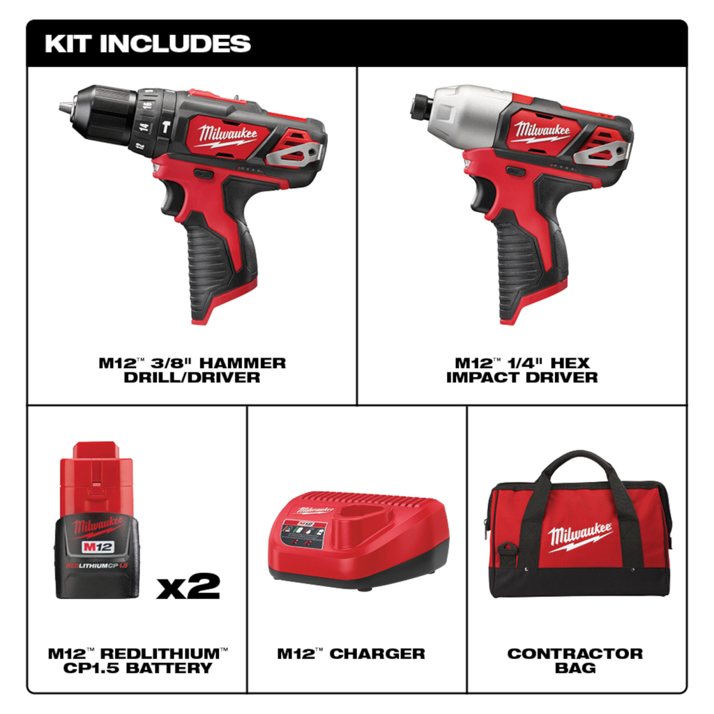 M12™ 12 Volt Lithium-Ion Cordless Hammer Drill/Impact Driver Combo Kit (2-Tool)