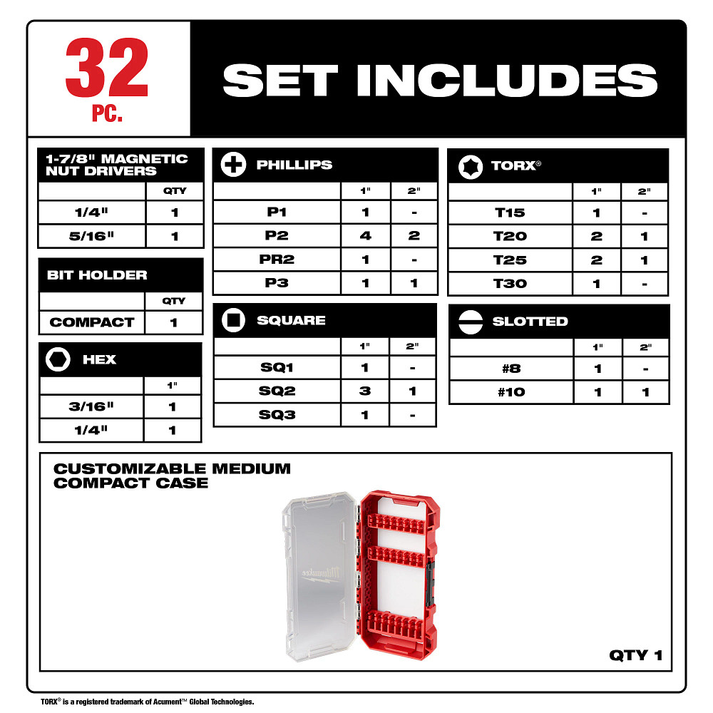32PC SHOCKWAVE™ Impact Duty Driver Bit Set