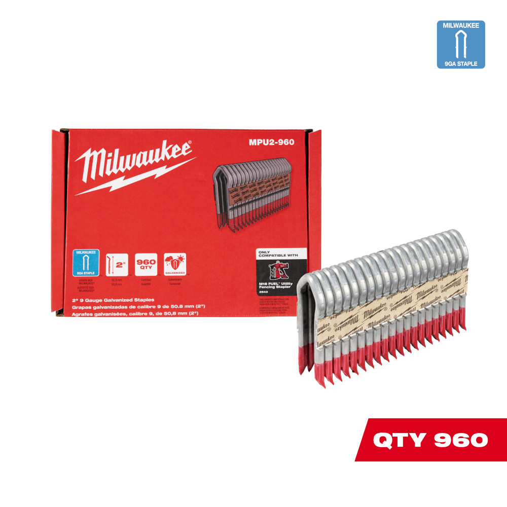 Product image for Milwaukee MPU2-960 2" 9ga Galvanized Staples (Box of 960)