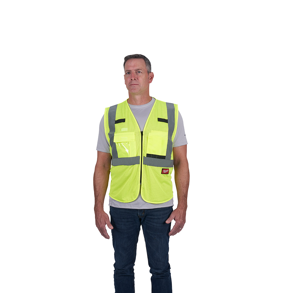 Class 2 High Visibility Yellow Mesh Safety Vest - L/XL