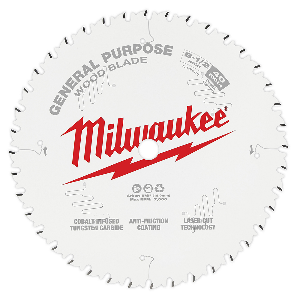 Product image for Milwaukee 48-40-0824 8-1/2" 40T General Purpose Circular Saw Blade