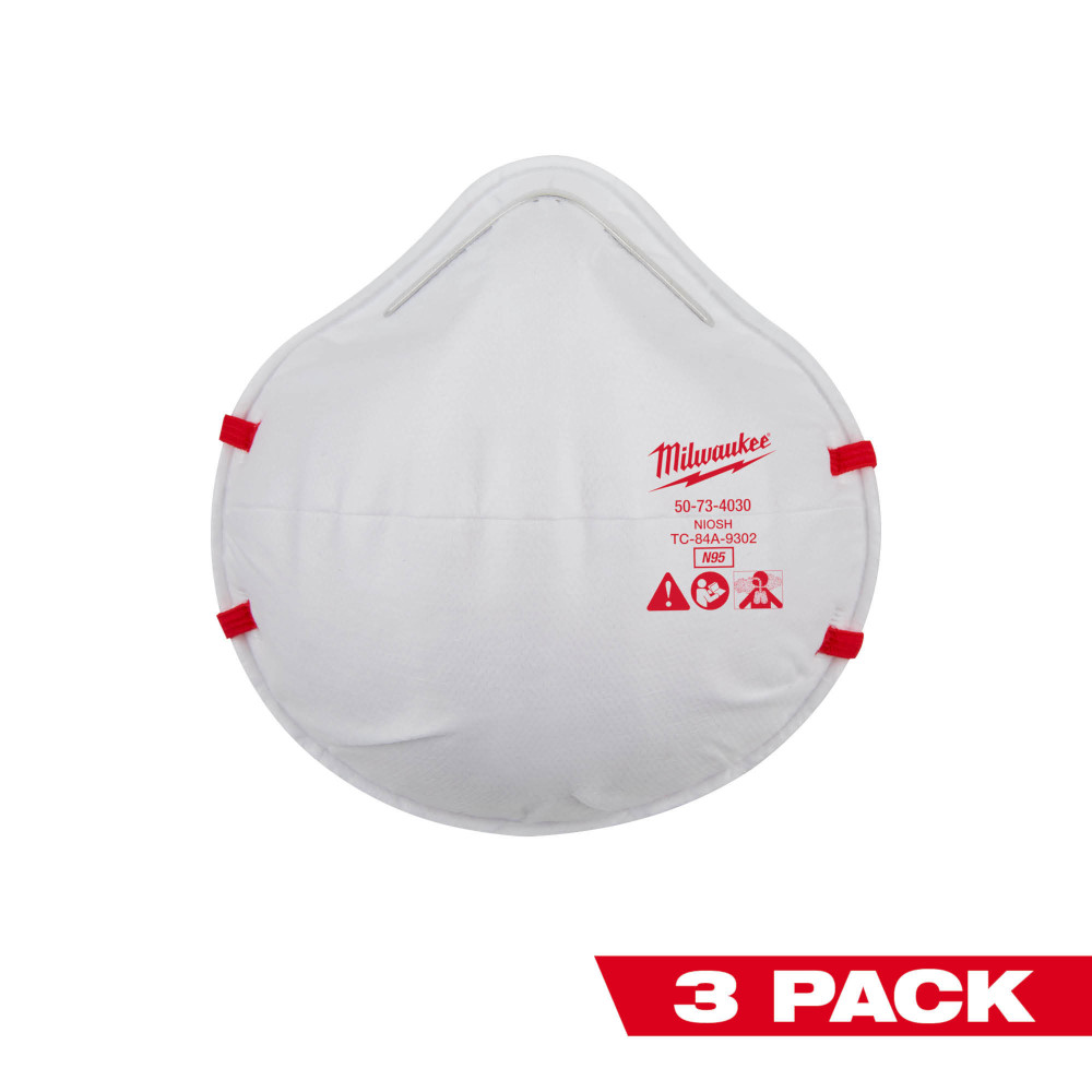 Milwaukee 48-73-4032 3PK N95 Respirator Product image for Milwaukee 48-73-4032 3PK N95 Respirator