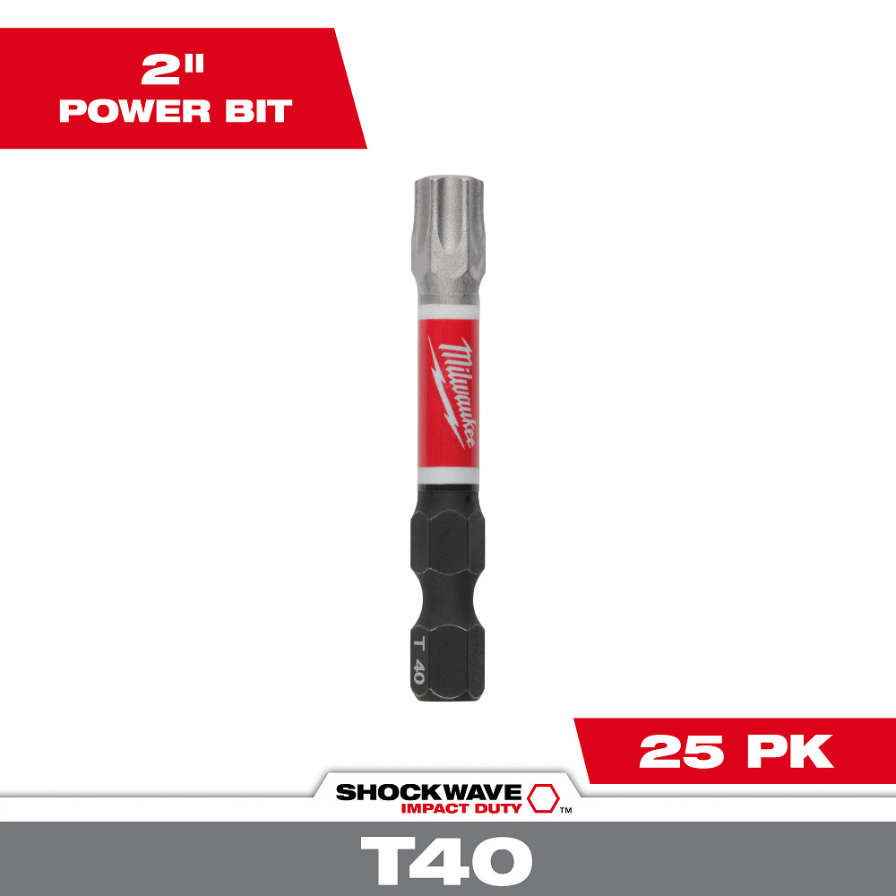 Product image for Milwaukee 48-32-4188 SHOCKWAVE™ 2" Impact Torx® T40 Power Bits (25 Pack)
