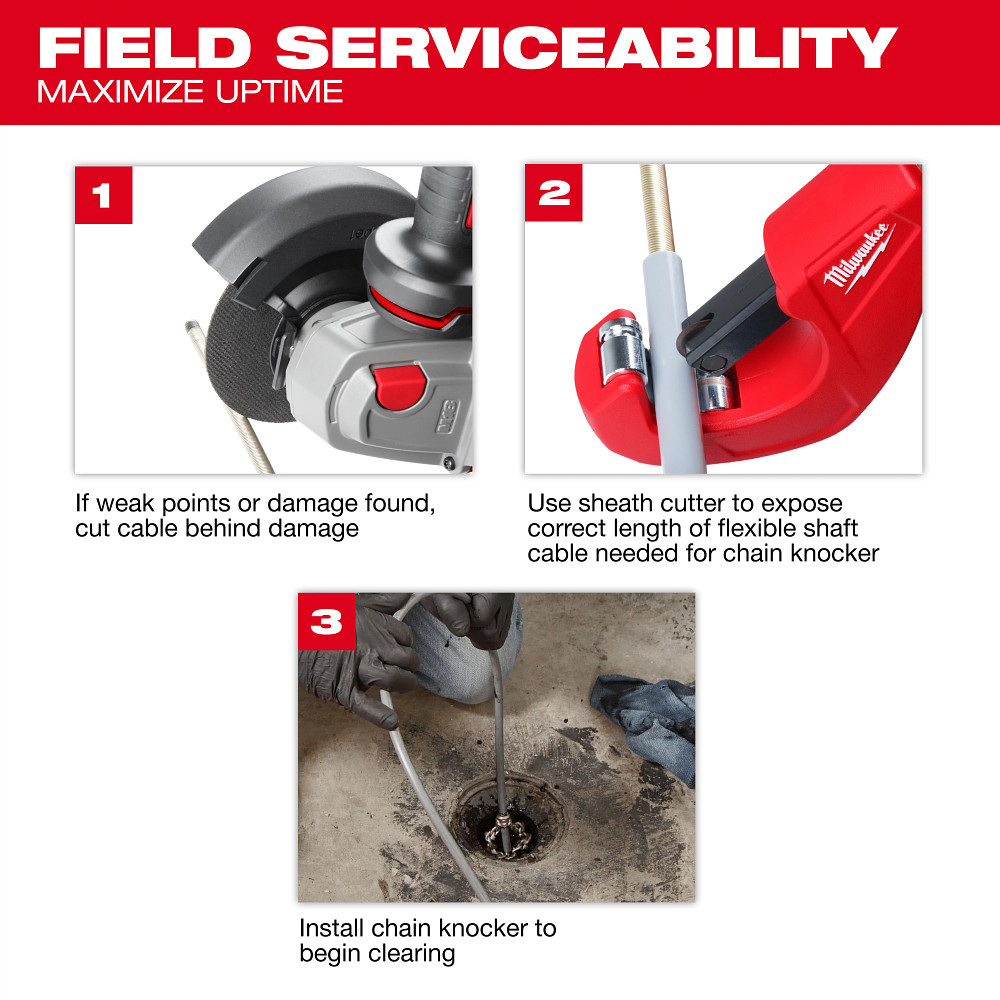 M12 FUEL™ High Speed Chain Snake for 1-1/4”-2” Pipes
