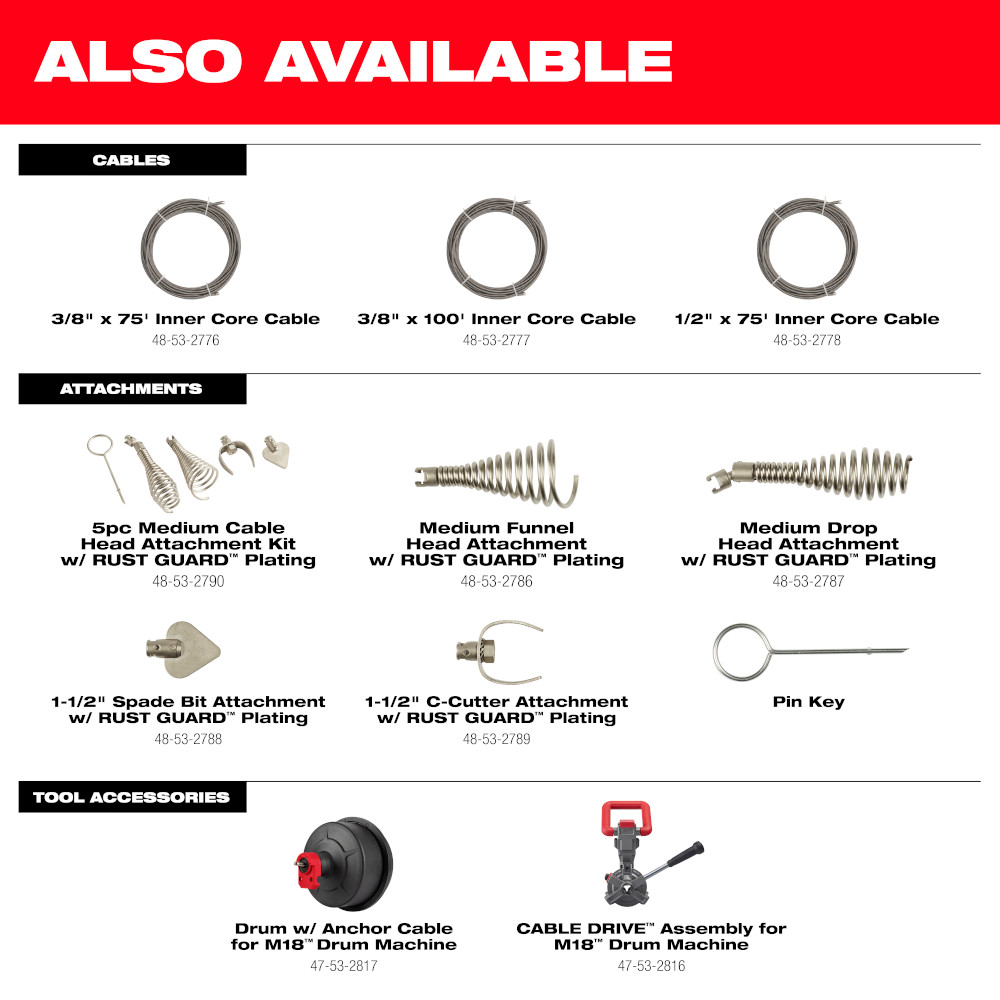 M18™ Drum Machine for 3/8”-1/2” Cable​