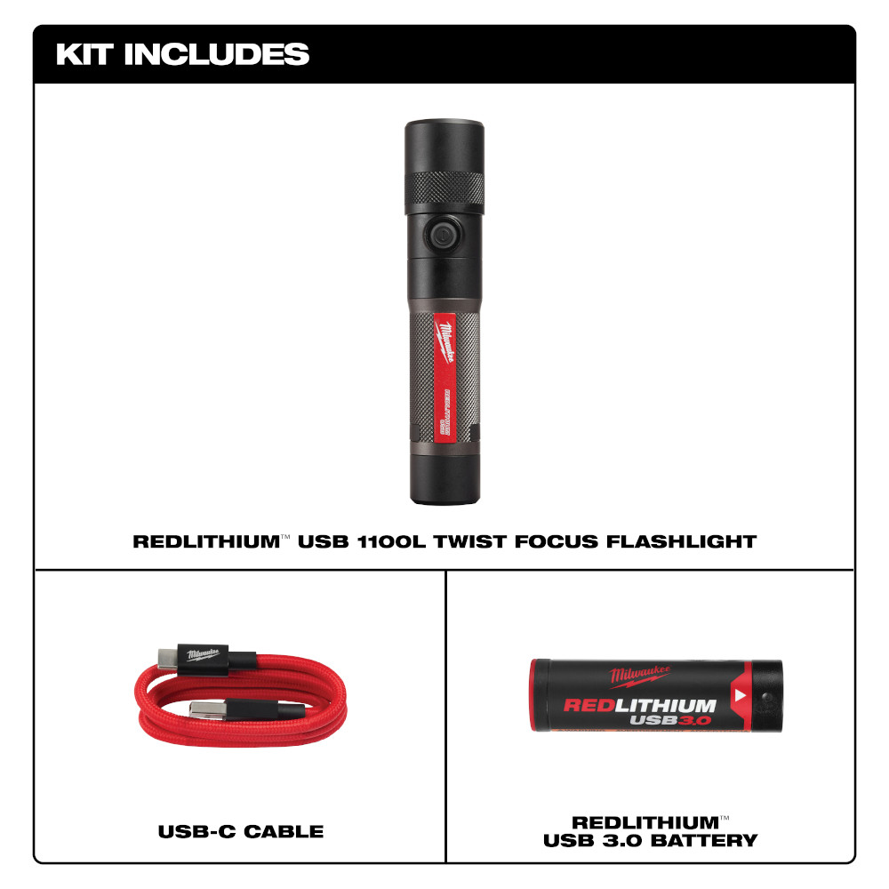 REDLITHIUM™ USB 1100L Twist Focus Flashlight