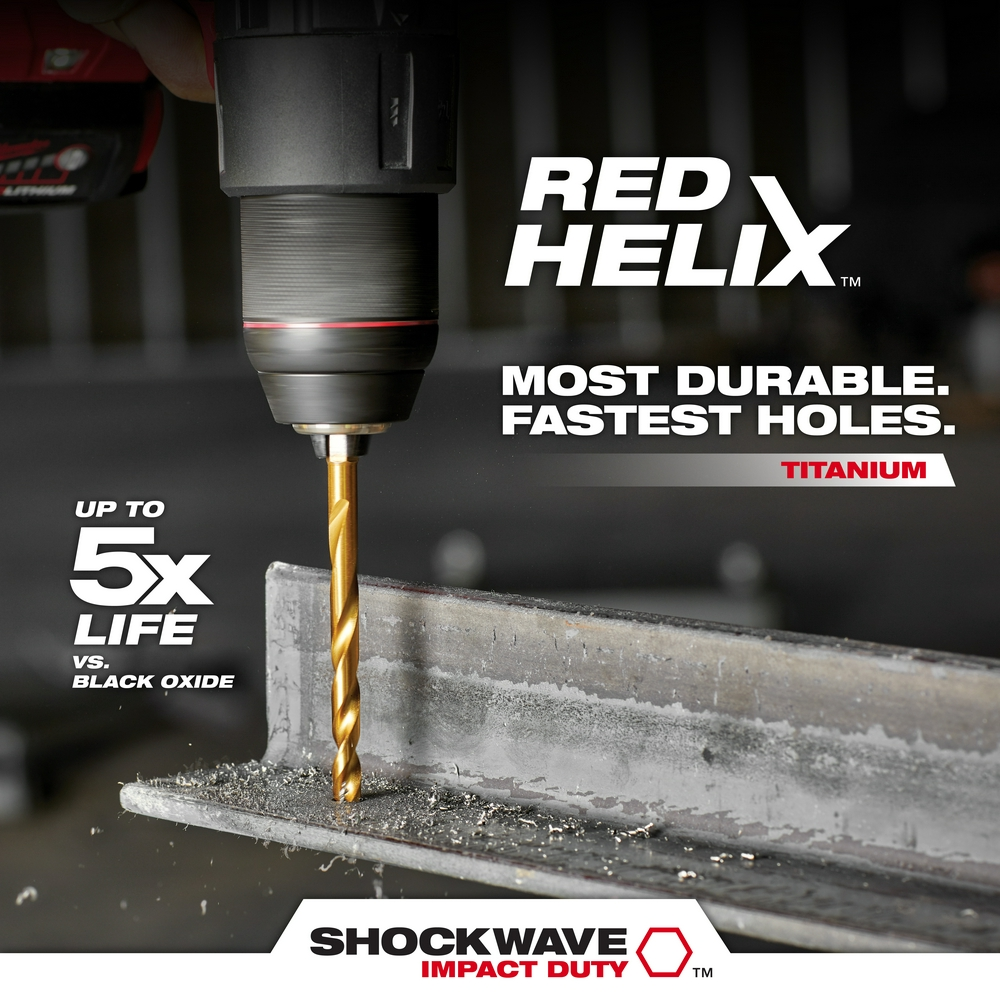 10PC SHOCKWAVE™ Impact Duty RED HELIX™ Titanium Drill Bit Set