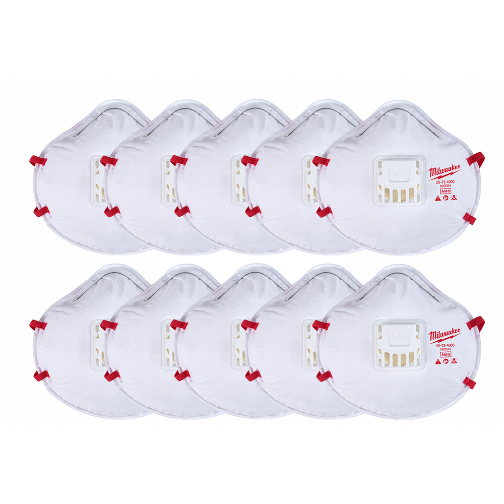 Milwaukee 48-73-4014 N95 Valved Respirator (10/Pack) Product image for Milwaukee 48-73-4014 N95 Valved Respirator (10/Pack)