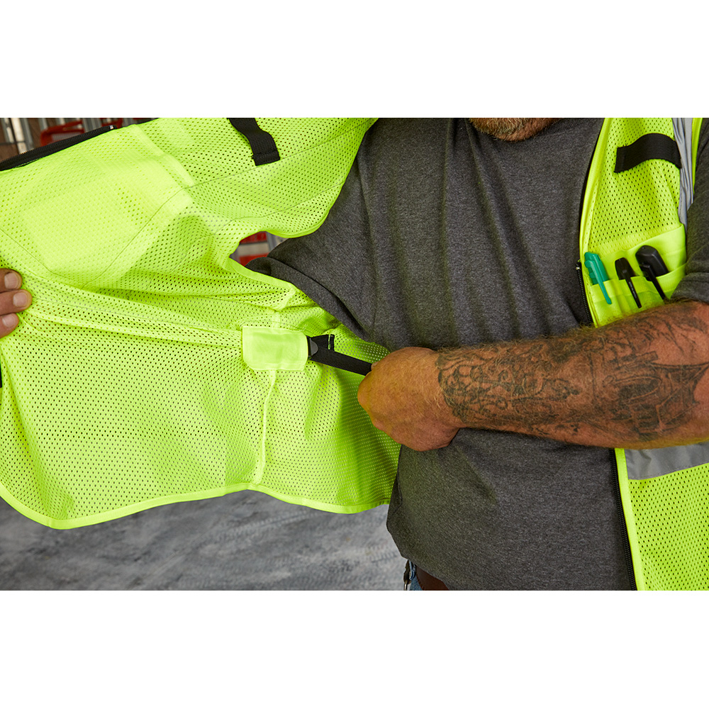 Class 2 High Visibility Yellow Mesh Safety Vest - L/XL