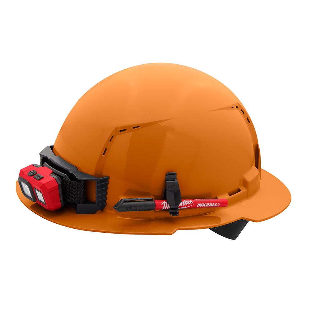 Orange Full Brim Vented Hard Hat w/4pt Ratcheting Suspension - Type 1, Class C