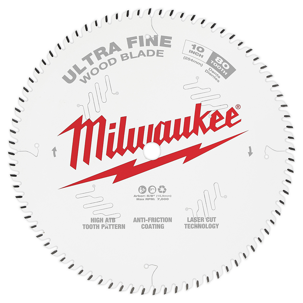 Product image for Milwaukee 48-40-1032 10" 80T Ultra Fine Finish Circular Saw Blade