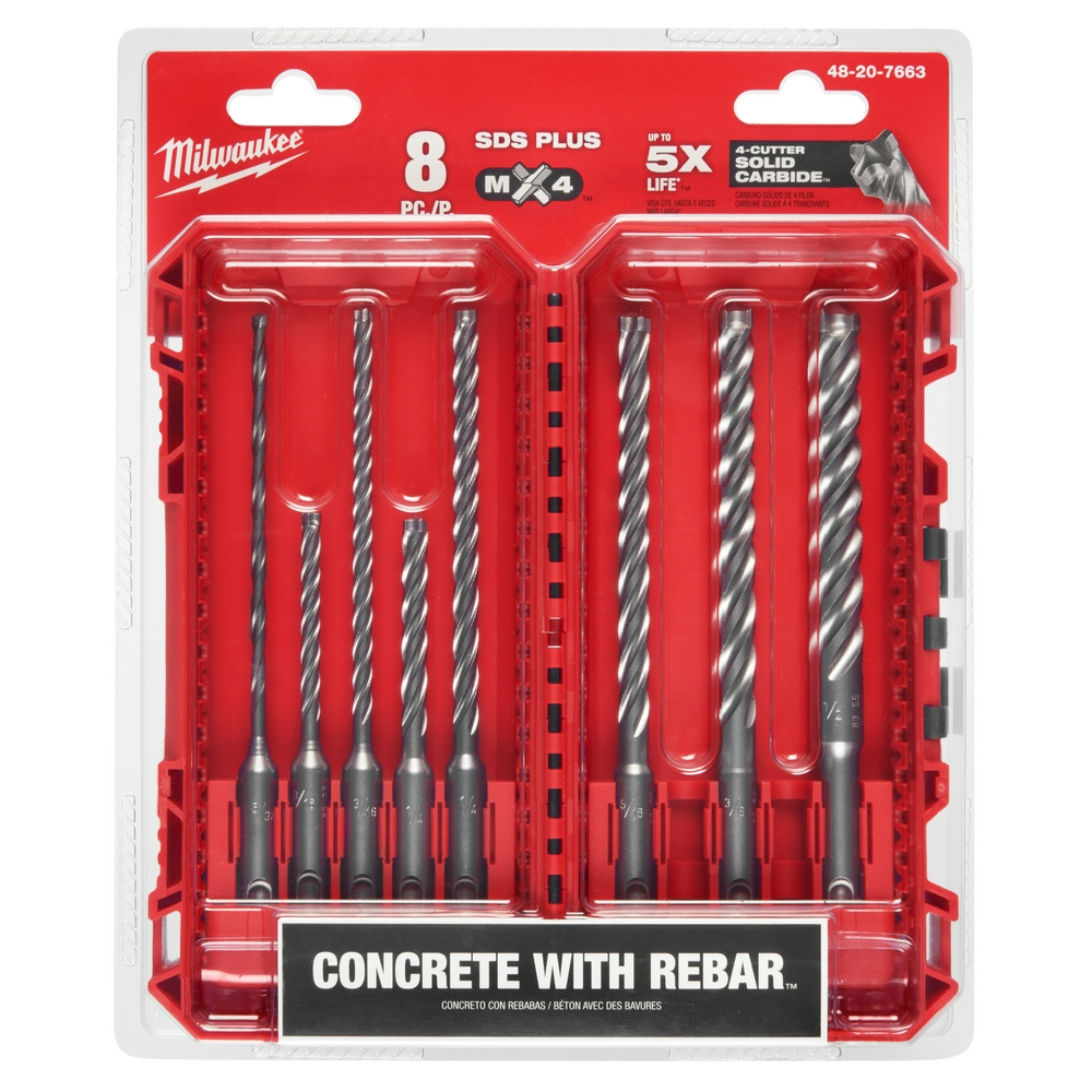 8 PC SDS Plus MX4™ 4-Cutter Drill Bit Kit