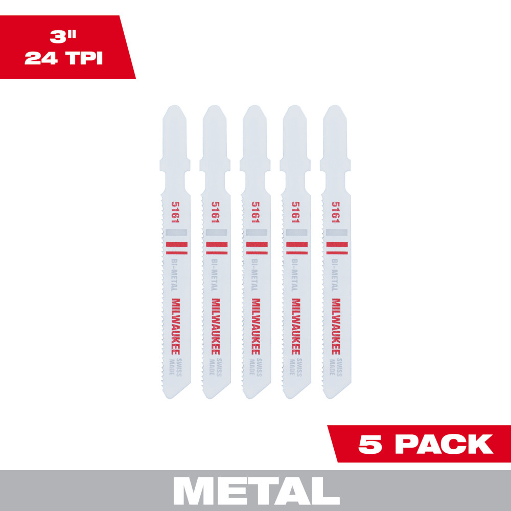 Product image for Milwaukee 48-42-5161 3" 24 TPI Bi-Metal Jig Saw Blades (5 Pack)