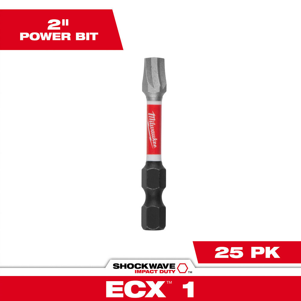 Product image for Milwaukee 48-32-4744 SHOCKWAVE™ 2" Power Insert Bit, ECX #1 (25/Bulk Pack)