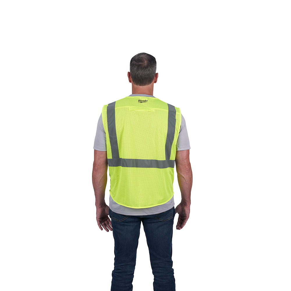 Class 2 High Visibility Yellow Mesh Safety Vest - L/XL