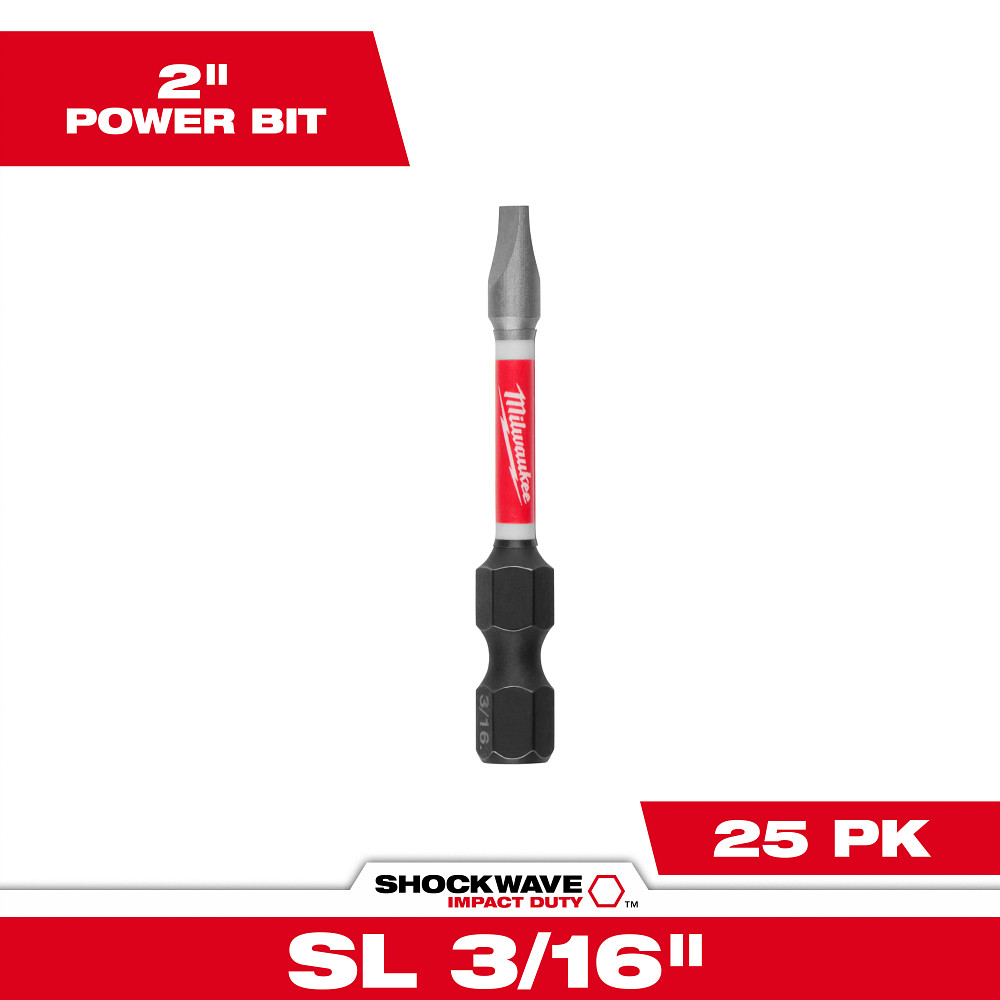 Product image for Milwaukee 48-32-4757 3/16 x 2 Inch Heat Treated Alloy Steel Slotted Power Bit