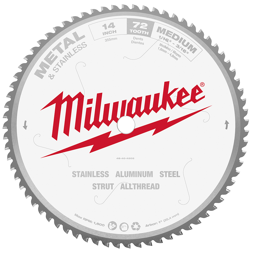 Product image for Milwaukee 48-40-4505 14" Circular Saw Blade, Carbide, 72 Teeth