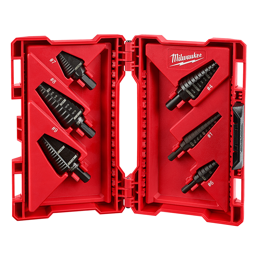 Product image for Milwaukee 48-89-9224 6pc Step Bit Set (#1, #4, #6, #7, #8, #9)