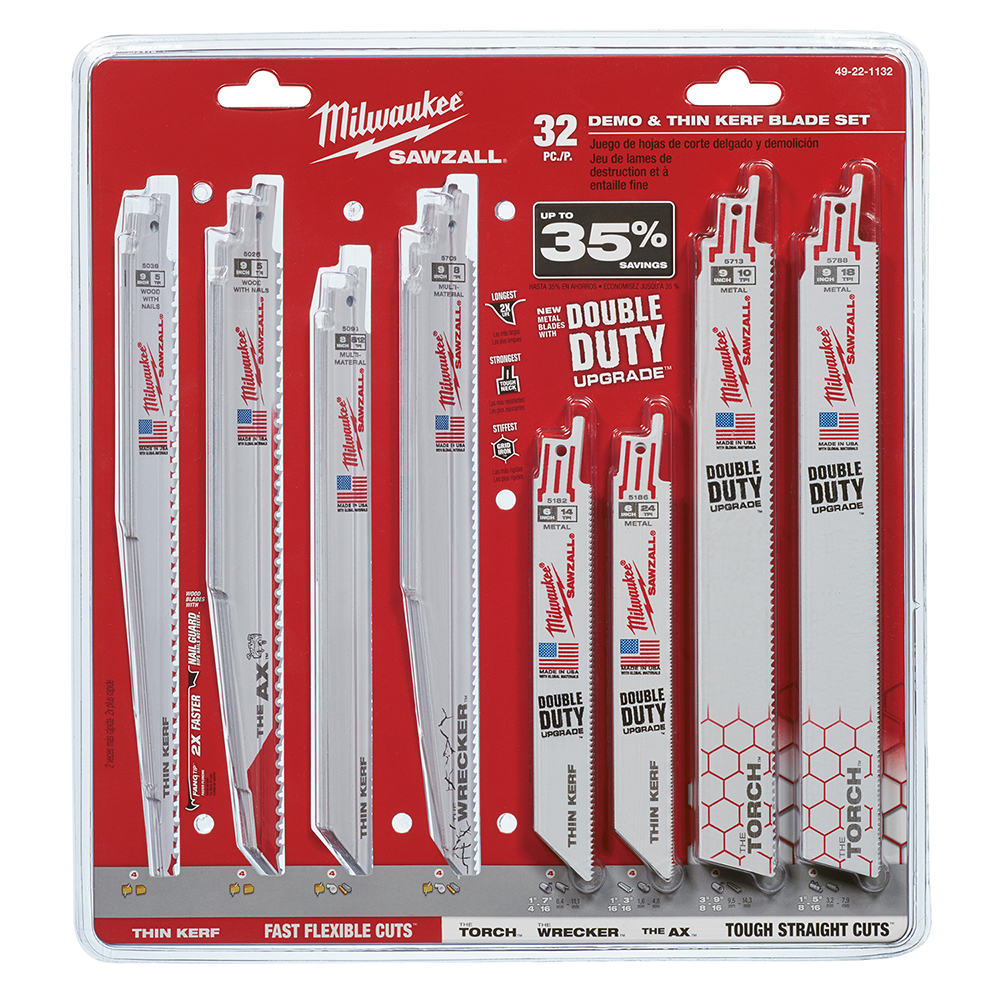 Product image for Milwaukee 49-22-1132 32pc Mega SAWZALL® Blade Assortment Set
