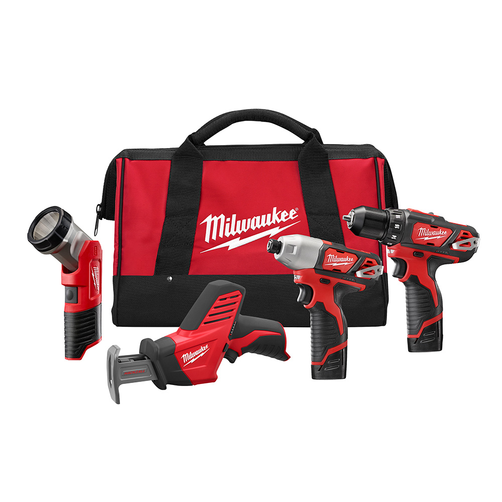 Product image for Milwaukee 2498-24 M12™ Cordless Lithium-Ion 4 Tool Combo Kit