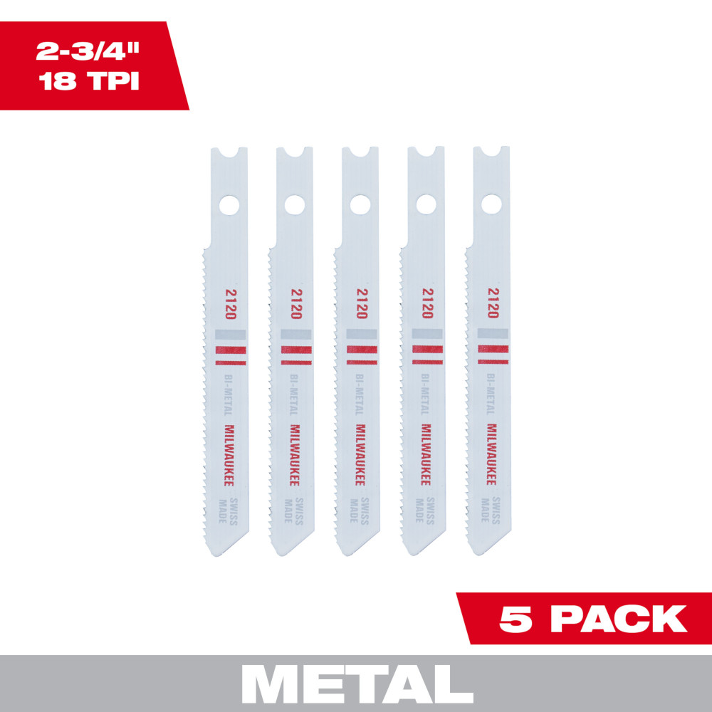 Product image for Milwaukee 48-42-2120 2-3/4" 18 TPI Bi-Metal Jig Saw Blades (5 Pack)