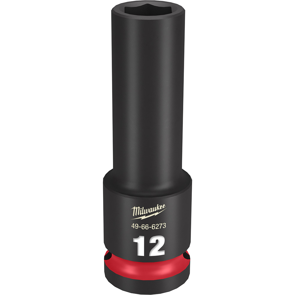 Product image for Milwaukee 49-66-6273 SHOCKWAVE™ Impact Duty™ 12mm Deep 6-Point Socket, 1/2" Drive