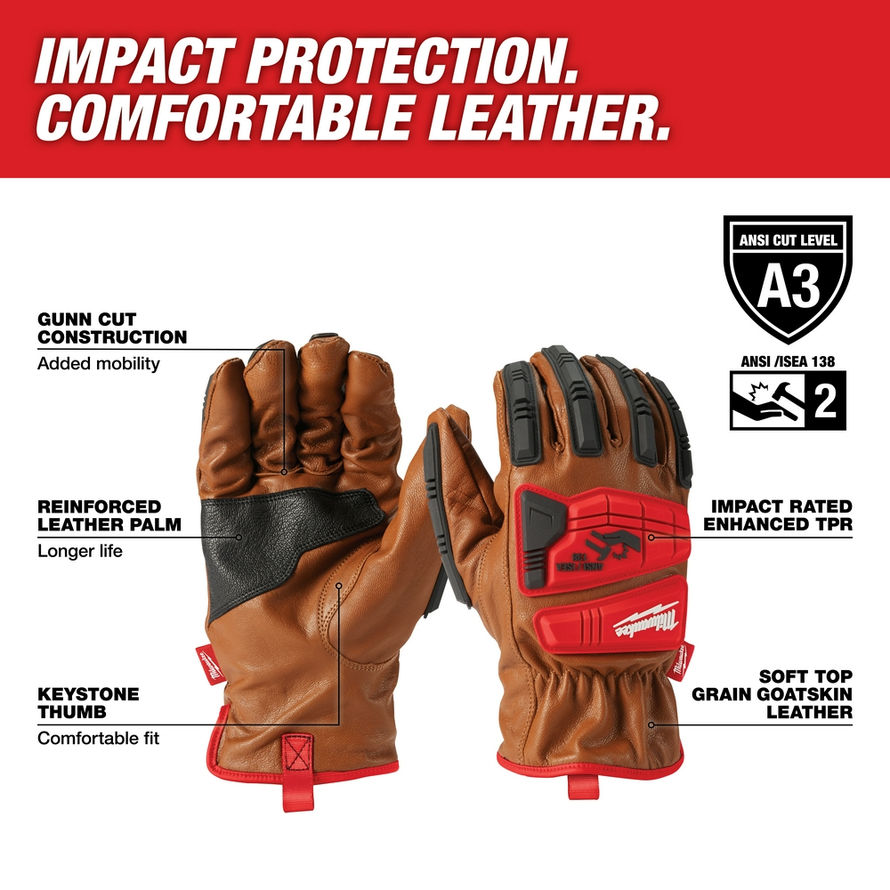 Impact Cut Level 3 Goatskin Leather Gloves - XL