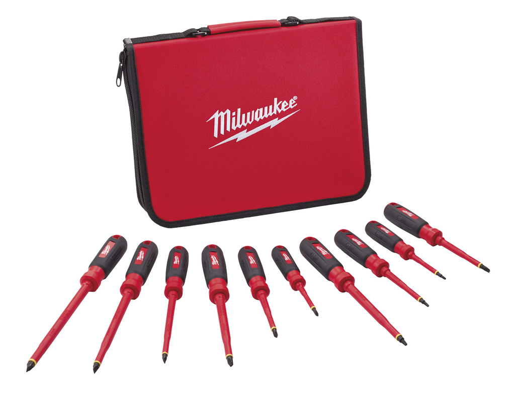 Product image for Milwaukee 48-22-2210 10pc 1000V Insulated Screwdriver Set w/ EVA Foam Case