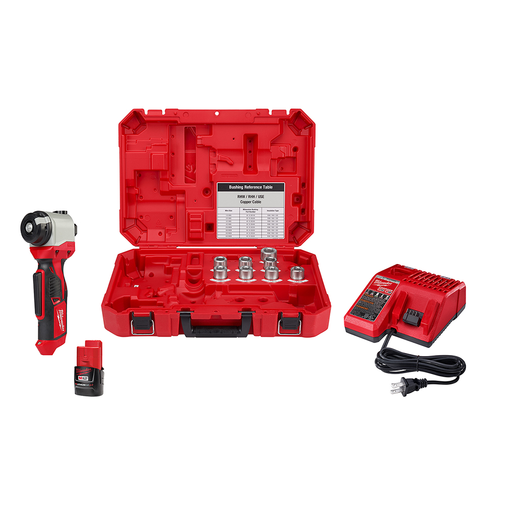 Product image for Milwaukee 2435X-21 M12™ Cable Stripper Kit for Cu RHW/RHH/USE