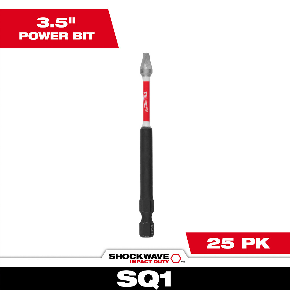 Product image for Milwaukee 48-32-4194 SHOCKWAVE™ 3-1/2" Impact Square Recess #1 Power Bits (25 Pack)