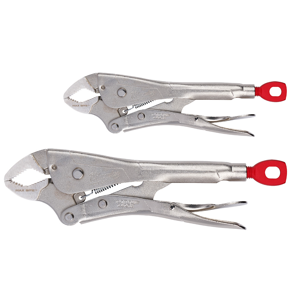 Product image for Milwaukee 48-22-3702 2-Piece Gripped Curved Jaw Locking Pliers with MAXBITE™ Set