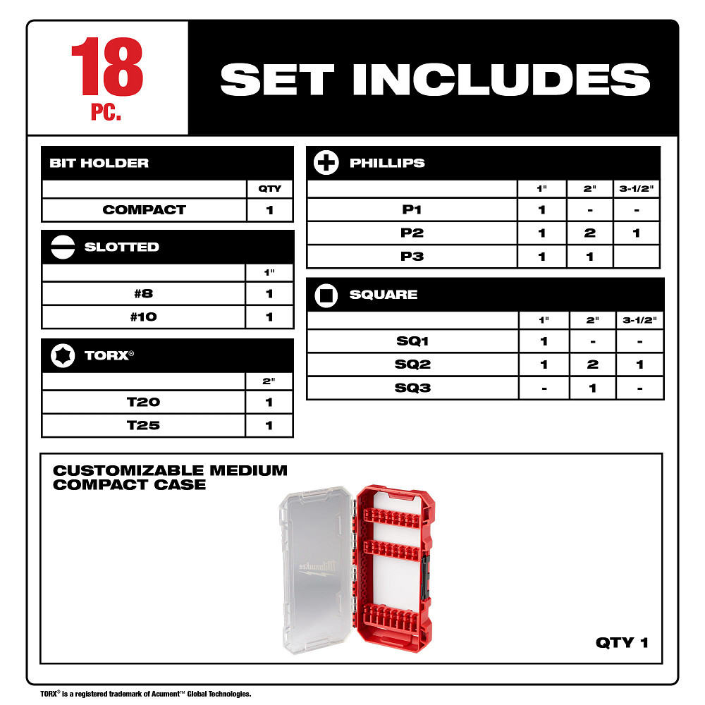 18PC SHOCKWAVE™ Impact Duty Driver Bit Set