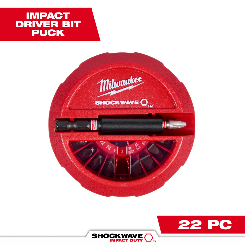 Product image for Milwaukee 48-32-4011 SHOCKWAVE&#8482; 22-Piece Impact Duty Insert Bits Puck Dispenser