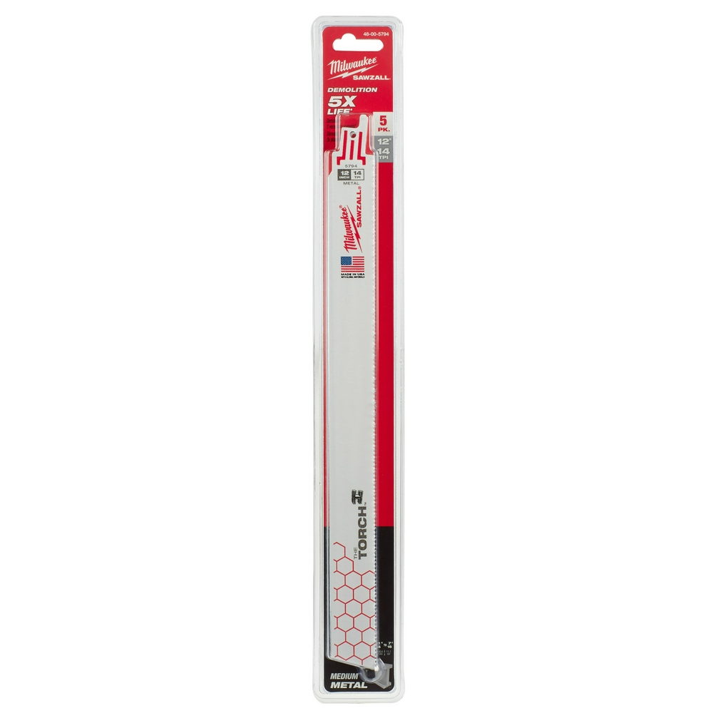 12" 14 TPI TORCH™ SAWZALL® Blade for Medium Metal (5 PK)