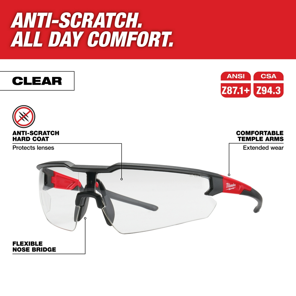 Safety Glasses - Clear Anti-Scratch Lenses