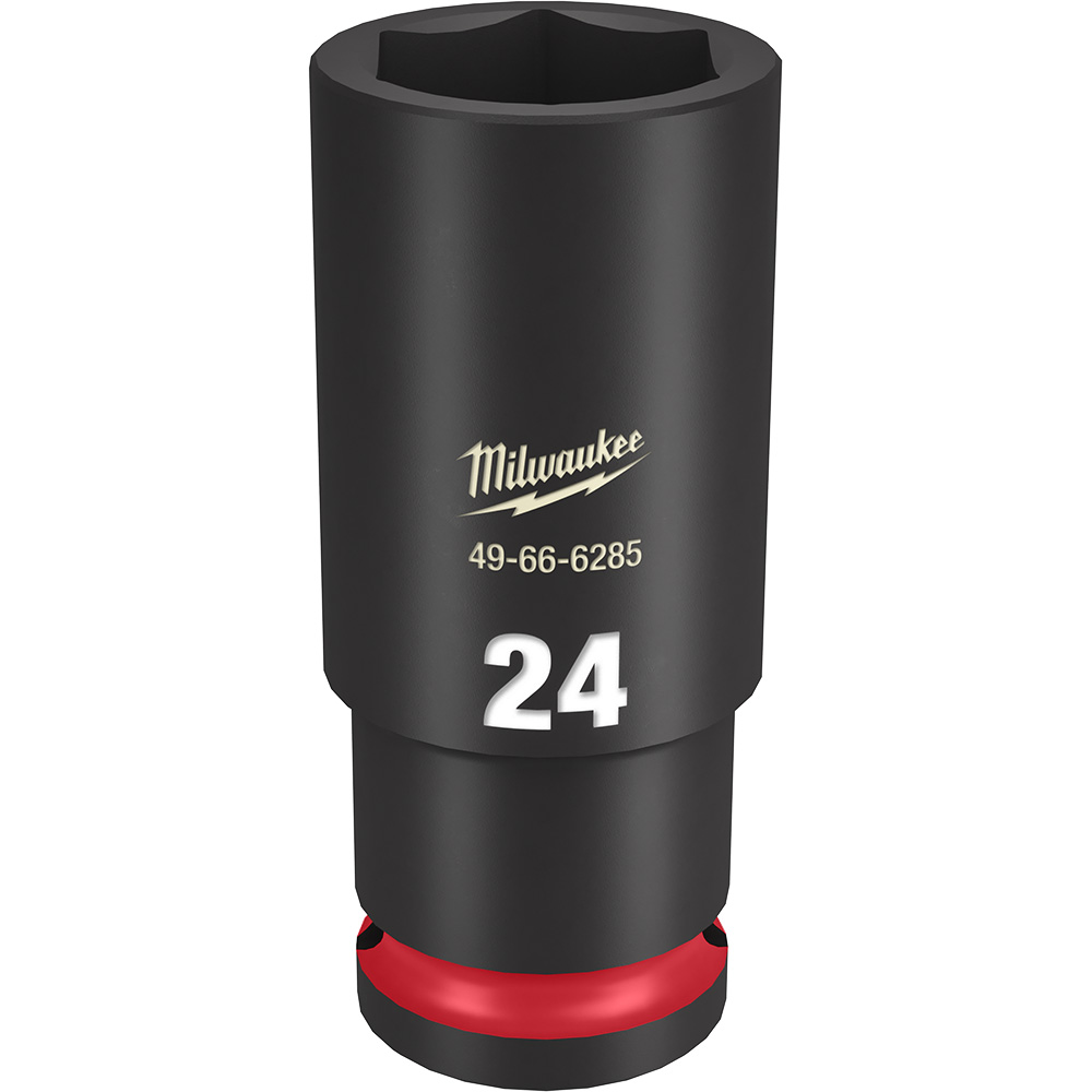 Product image for Milwaukee 49-66-6285 SHOCKWAVE&#8482; Impact Duty&#8482; 24mm Deep 6-Point Socket, 1/2" Drive