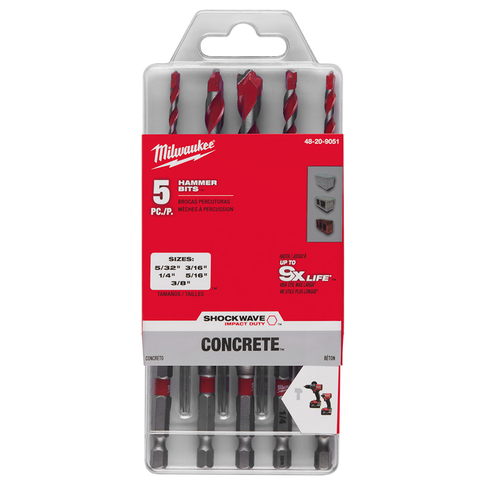 5PC SHOCKWAVE™ Impact Duty Carbide Hammer Drill Bit Set
