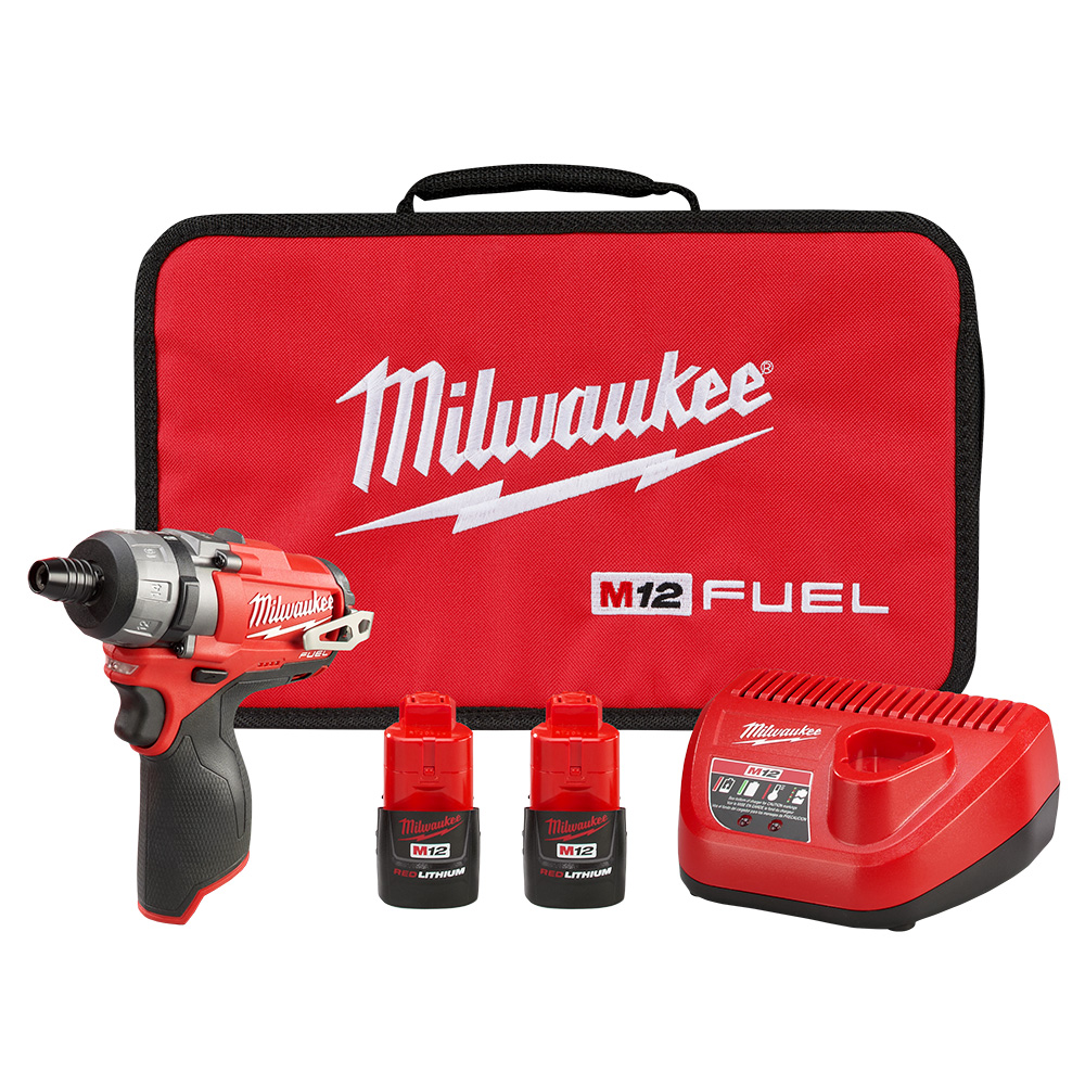 Product image for Milwaukee 2402-22 M12 FUEL™ 1/4" Hex 2-Speed Screwdriver Kit