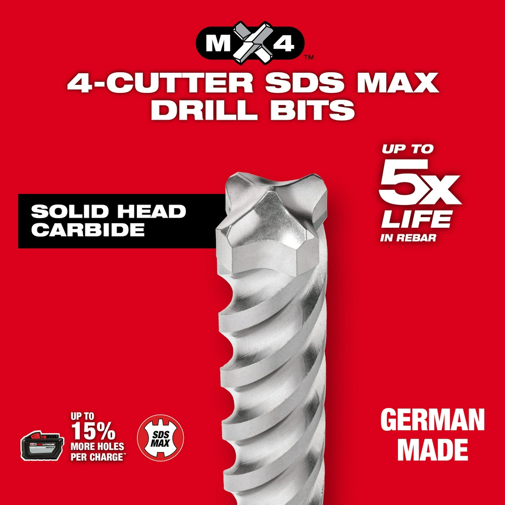 8 PC SDS Plus MX4™ 4-Cutter Drill Bit Kit