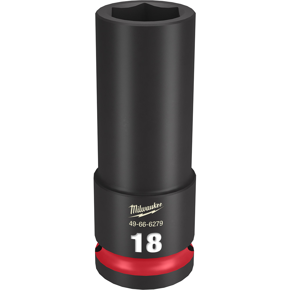 Product image for Milwaukee 49-66-6279 SHOCKWAVE™ Impact Duty™ 18mm Deep 6-Point Socket, 1/2" Drive