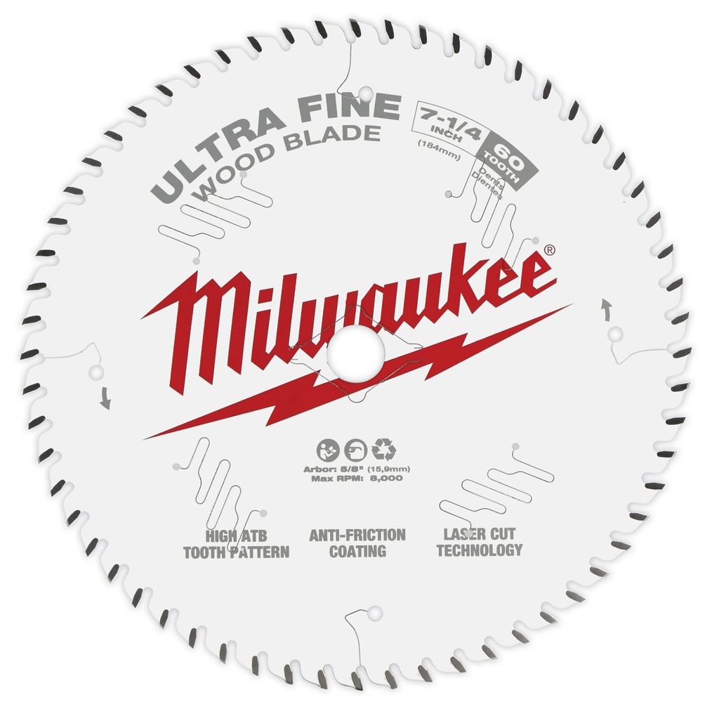 Product image for Milwaukee 48-41-0730 7-1/4" 60T Ultra Fine Finish Circular Saw Blades Bulk 10