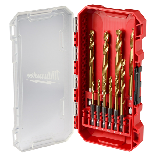 Product image for Milwaukee 48-89-4859 10-Piece Metric Titanium SHOCKWAVE™ Red Helix Kit