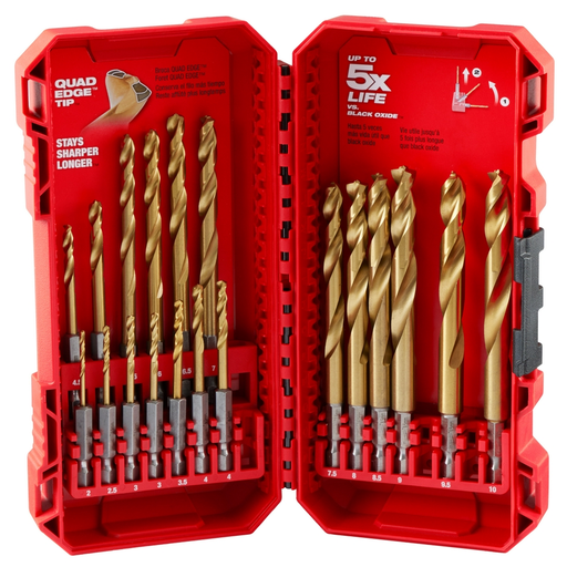 Product image for Milwaukee 48-89-4860 19-Piece Metric Titanium SHOCKWAVE™ Red Helix Kit