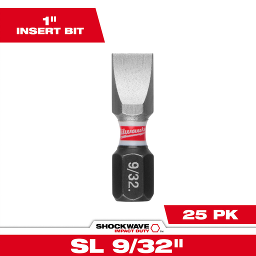 SHOCKWAVE™ Impact Duty 1" Slotted 9/32" Insert Bits Bulk 25