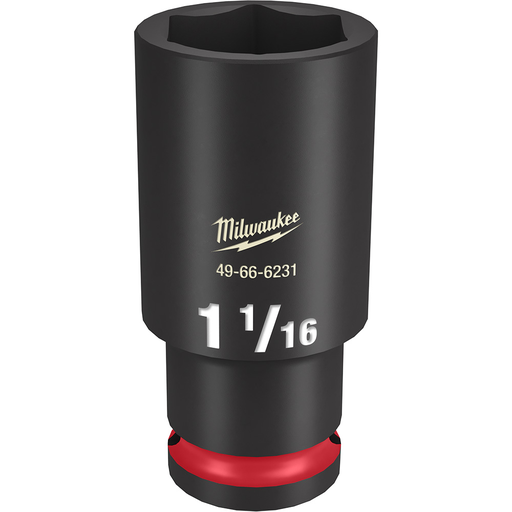 Product image for Milwaukee 49-66-6231 SHOCKWAVE™ Impact Duty™ 1-1/16" Deep 6-Point Socket, 1/2" Drive