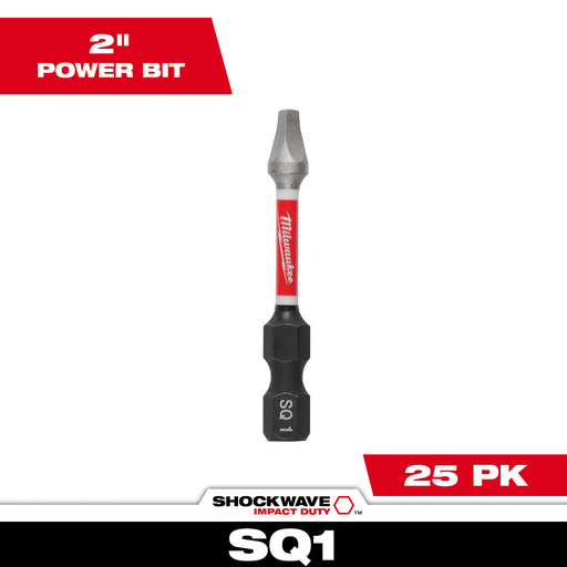 SHOCKWAVE™ Impact Duty 2"Square Recess #1 Power Bits (25 PK)