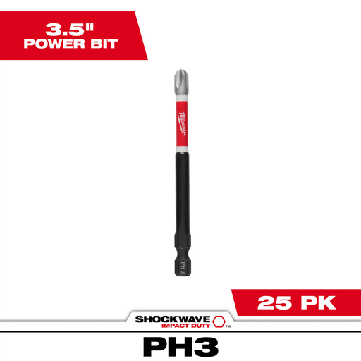 SHOCKWAVE™ Impact Duty 3-1/2” Phillips #3 Power Bits Bulk 25