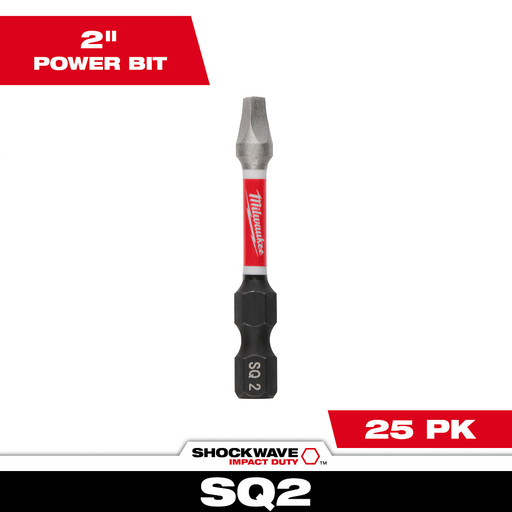 SHOCKWAVE™ Impact Duty 2" Square Recess #2 Power Bits (25 PK)